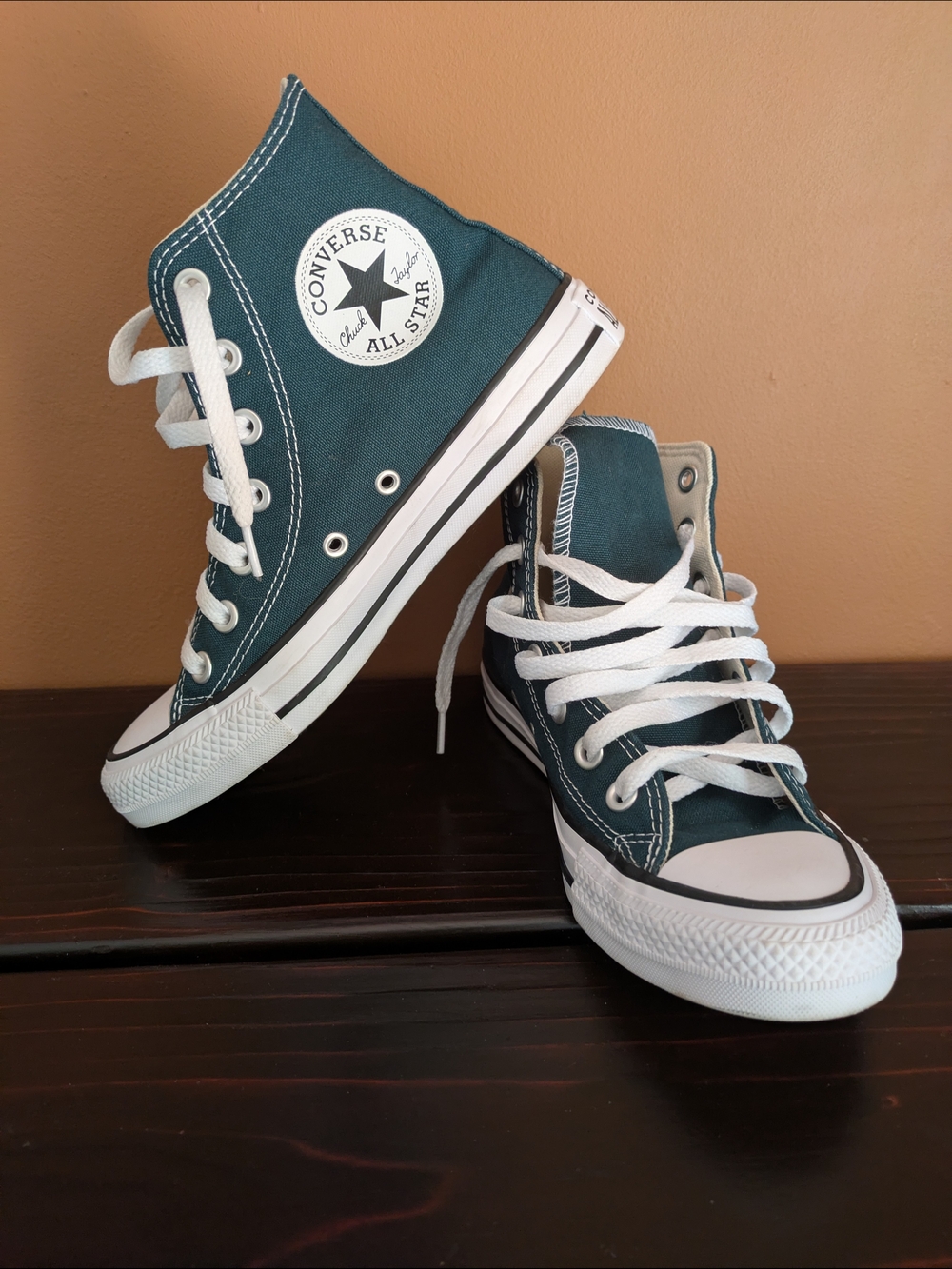 New Converse Women's High Top Sneakers - Teal Green with White